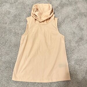Marcella NEW Marcy Sleeveless Top Cowl Neck Cotton Lightweight Poplin Beige